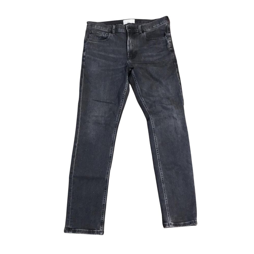 Everlane Slim Faded Black High Waist Whiskered Stretch Skinny Jeans Size 34x32